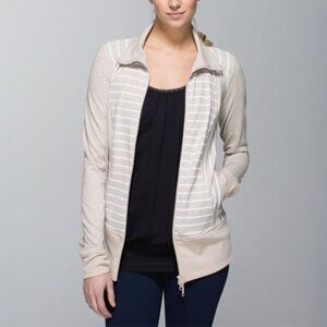 Lululemon Nice Asana Jacket Deauville Stripe Heathered Cashew White Size 6